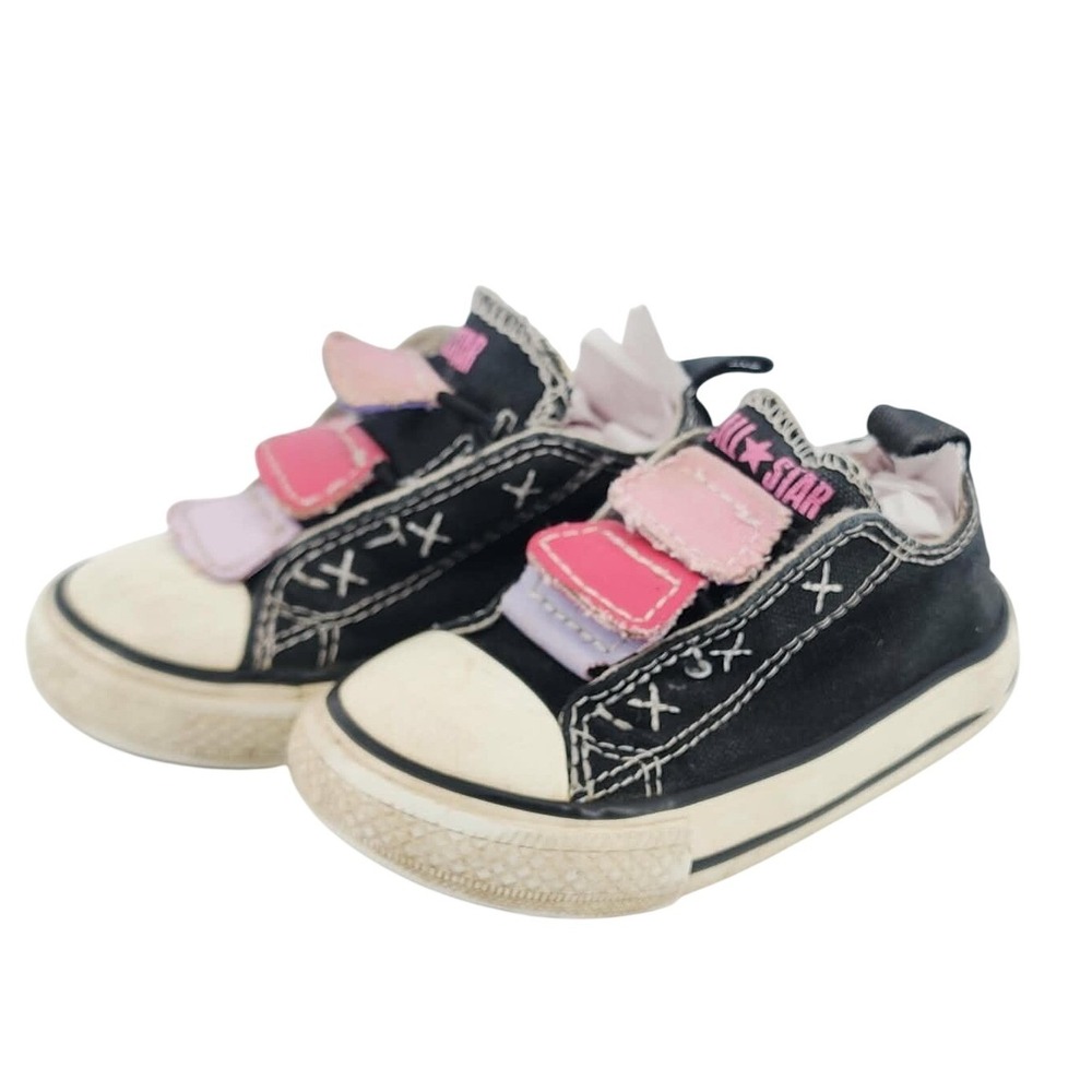 Converse Chuck Taylor All Star Toddler Size 5 Black Pink Multi-Strap Sneakers
